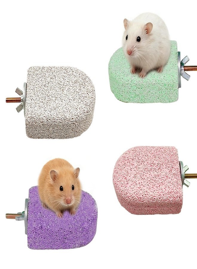 kathson 4PCS Hamster Climbing Ledge Platform, Hamster Lava Ledge, Pet Chewing GrindingToys Chinchillas Lava Block Toys Small Animals Cage Accessories for Guinea Pig, Squirrel, Gerbil, Bird - Image 1
